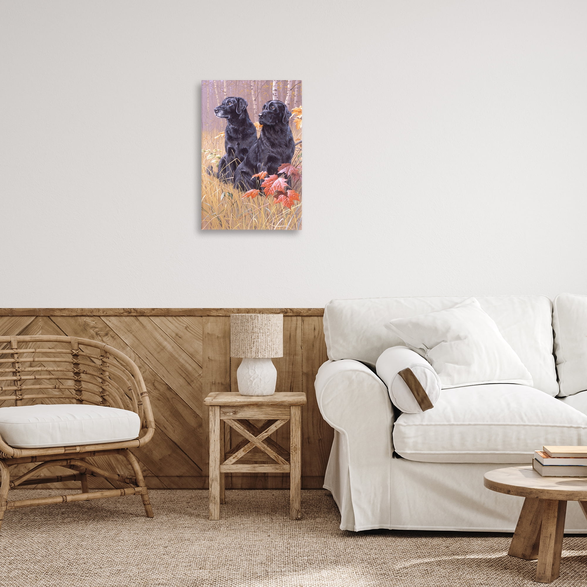 Stupell Industries Autumnal Black Dogs Animals Painting Wrapped Canvas Art Print Wall Art, 16 x 24