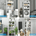 thumbnail image 3 of 【HOSTK】3 Tier Bamboo Over The Toilet Storage Shelf, Freestanding Bathroom Organizer Rack with Toilet Paper/Magazine Holders & 4 Hooks, Space-Saving Above Toilet Shelf-White, 3 of 7