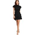 thumbnail image 3 of Vestido de fiesta de cóctel con dobladillo con volantes y manga corta con cuello anudado para mujer Zhivalor WRMH-221-7, 3 of 6