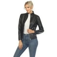 thumbnail image 2 of White Mark Fashion's Classic Biker Faux Leather Jacket, 2 of 10