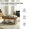 thumbnail image 5 of 35" Leather Round Cocktail Ottoman Storage Coffee Table for Bedroom Home Living Room Camel, 5 of 7