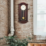 Seiko Mahogany Wall Clock with Pendulum and Chime, Brown, Rectangle, Analog, Quartz, QXH118BLH
