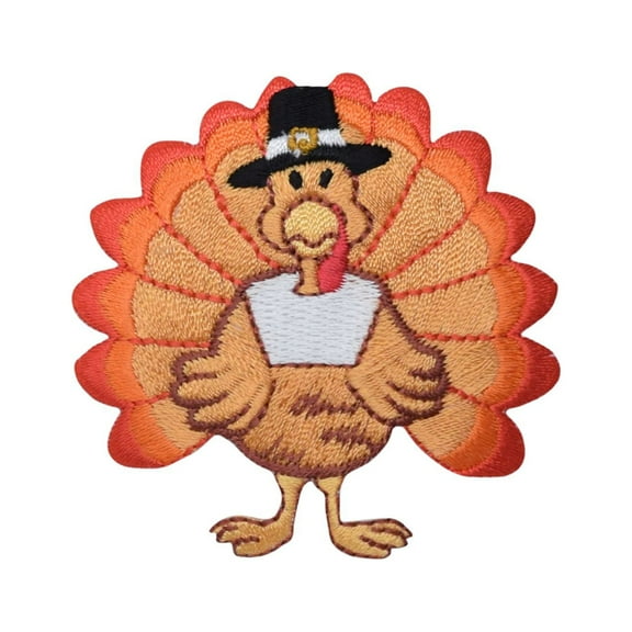 Small - Thanksgiving Turkey - Pilgrim's Hat - Iron on Applique/Embroidered Patch
