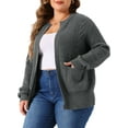 thumbnail image 4 of Agnes Orinda Women's Sweater Cardigans Plus Size Long Sleeve Crew Neck Classic Knit Cardigan Sweaters with Pockets 1X Gray, 4 of 6