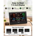 thumbnail image 6 of 5-in-1 Wi-Fi Weather Station with 7.5-Inch VA Display,Wireless Solar Powered Outdoor Sensor,Rain Gauge for Indoor/Outdoor Forecast, Wind Speed/Direction, Temperature, Humidity & Rainfall Monitoring, 6 of 11