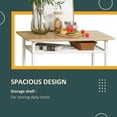thumbnail image 4 of CoSoTower 3 Piece Counter Height Bar Table Set with 1 Table, 2 Matching Stools, Dining Table Set with Storage Shelf and Metal Frame Footrest, White and Oak, 4 of 7