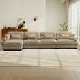 thumbnail image 4 of FFH Modular Cloud Sofa, 166" Oversized 4 Seater L-Shaped Sectional Couch, Tufted Modern Sofa with Deep Seat (Velvet Camel, 4 Seater with 1 Ottoman), 4 of 11