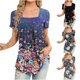 thumbnail image 1 of Fiudx Liquidación de Ofertas Flash Blusa Holgada de Manga Corta con Cuello Redondo Informal Estampada a La Moda para Mujer, 1 of 5