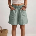 thumbnail image 2 of Endives Women's Linen Short High Waist Casual Shorts Summer Breathable Loose Fit Wide Leg Short Beach Shorts With Pockets Daily Wear, 2 of 7