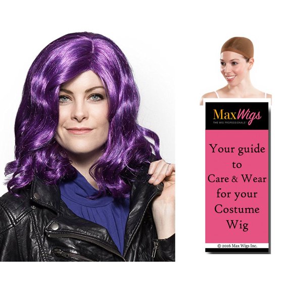 Mal Descendants Maleficent Color Purple - Enigma Costume Wigs Dove Cameron Villain Movie Bundle Maxwigs Costume Wig Care Guide