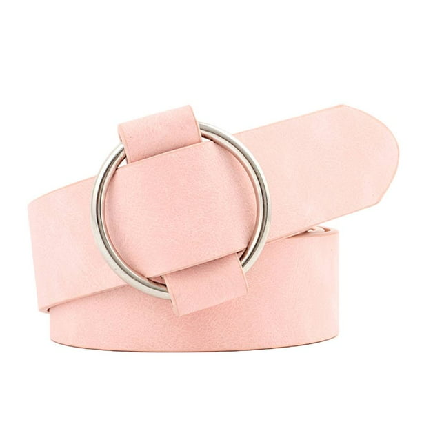 Guardurnaity Cinturones con hebilla redonda para mujer y niña, cinturón de cuero, vaqueros de ocio más nuevos, salvajes Cinturones rosa