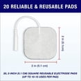 thumbnail image 3 of 2"X2" 20 Piece Massage Patches, Reusable Latex Free Replacement Pad Electrode Pads with Upgraded Adhesive Electrode Pad Gel and Non-Irritating Design for Muscle Stimulator Electrotherapy（2.5 jack）, 3 of 7