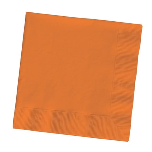 Party Central Club Pack of 500 Sunset Orange Premium 3-Ply Disposable Beverage Napkins 5"