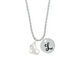 thumbnail image 2 of Delight Jewelry Silvertone Labrador Silhouette Heart Silvertone Script Initial Disc - L - Charm Necklace, 20"+3", 2 of 4