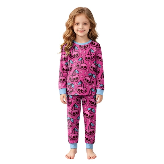 yboeqw Kids Skeleton Pajamas Sleepwear Two Piece Toddler Girls Skull Halloween Pjs Sets 2t-8t(3-4 Years,Hot Pink)