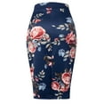 thumbnail image 4 of MixMatchy Women's Stretch Knee Length Midi Bodycon Flower Print Pencil Skirt, 4 of 5