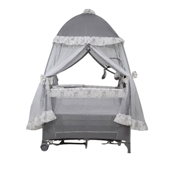 Cuna Corral Bebe Starkids Draco Toldo Liso Movil Musical Beige/Gris