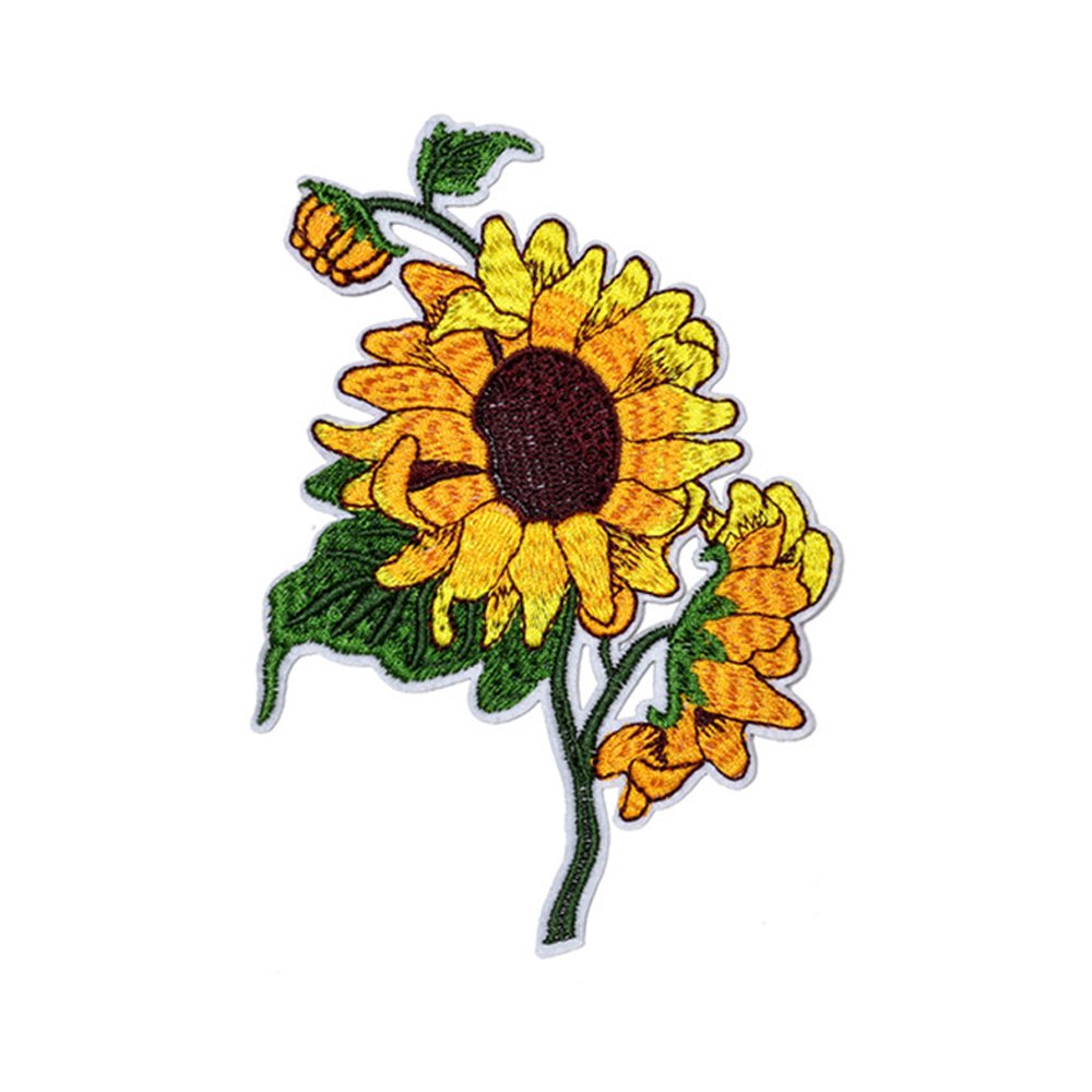 Tureclos embroidery sunflower patches clothing diy cotton blend