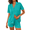 Peacock Blue, variant on Ekouaer Womens Pajama Sets Button Up Bride Pj Shorts Set 2 Piece Soft Sleepwear Short Sleeve Lounge Sets