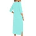 thumbnail image 4 of Women Zip Up Robes 3/4 Sleeve Zip Front Nightgowns Full Length Loose Housecoat Bathrobes Loungewear with Pockets, 4 of 5