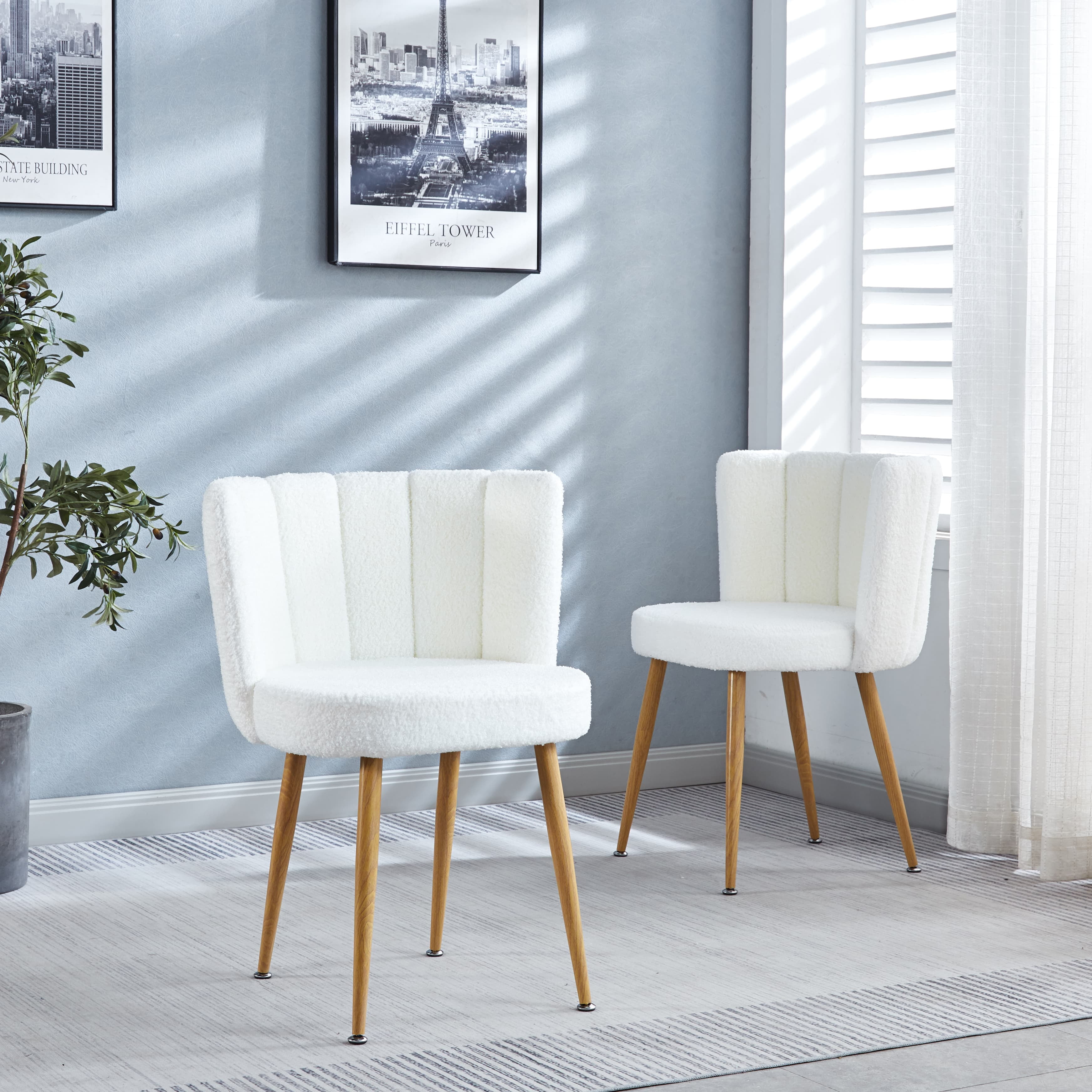 MAYEERTY Modern White Dining Chair Dining Living Room Set of 2