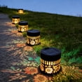 thumbnail image 6 of Decorative Solar Mandala Lights, Metal Solar Powered Outdoor Deck Step Wall Lights, Mandala Theme Waterproof Fence Light for Garden Post Patio Backyard Yard Decor, 6 of 7