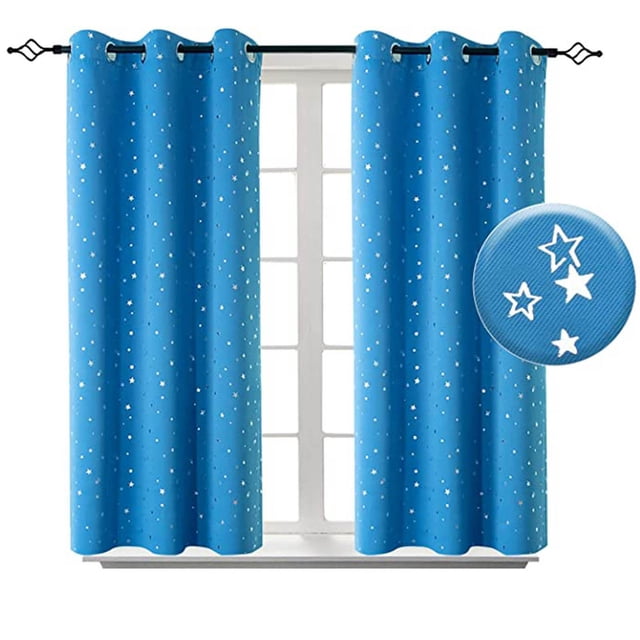 Xihbxyly Ofertas especiales solo hoy en Prime 2 cortinas de tela con diseño estrellas azules 100 x 115 cm para ventana, dormitorio, balcón, estudio
