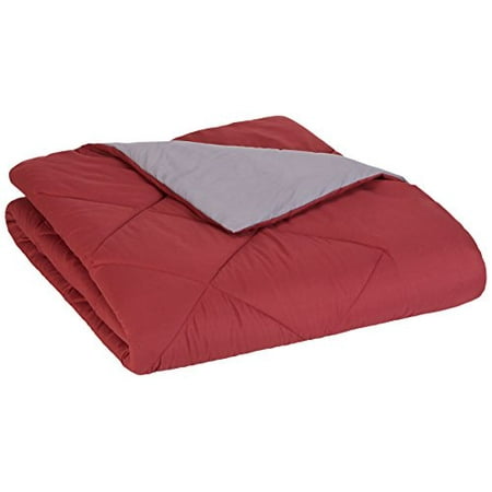 Basics Reversible Microfiber Comforter Blanket - Full or Queen, Burgundy