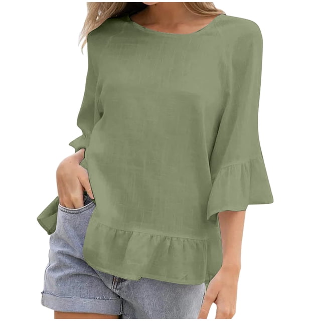 KIHOUT Womens Lounge Tops Ladies Spring and Summer Lace Stitching Round Neck Solid Color Bottom T-shirt Hollow Top, Size S-5XL