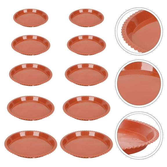 WHAMVOX 15Pcs Brown Plastic Plant Saucers for Garden Storage with Drip Trays to Fit Various