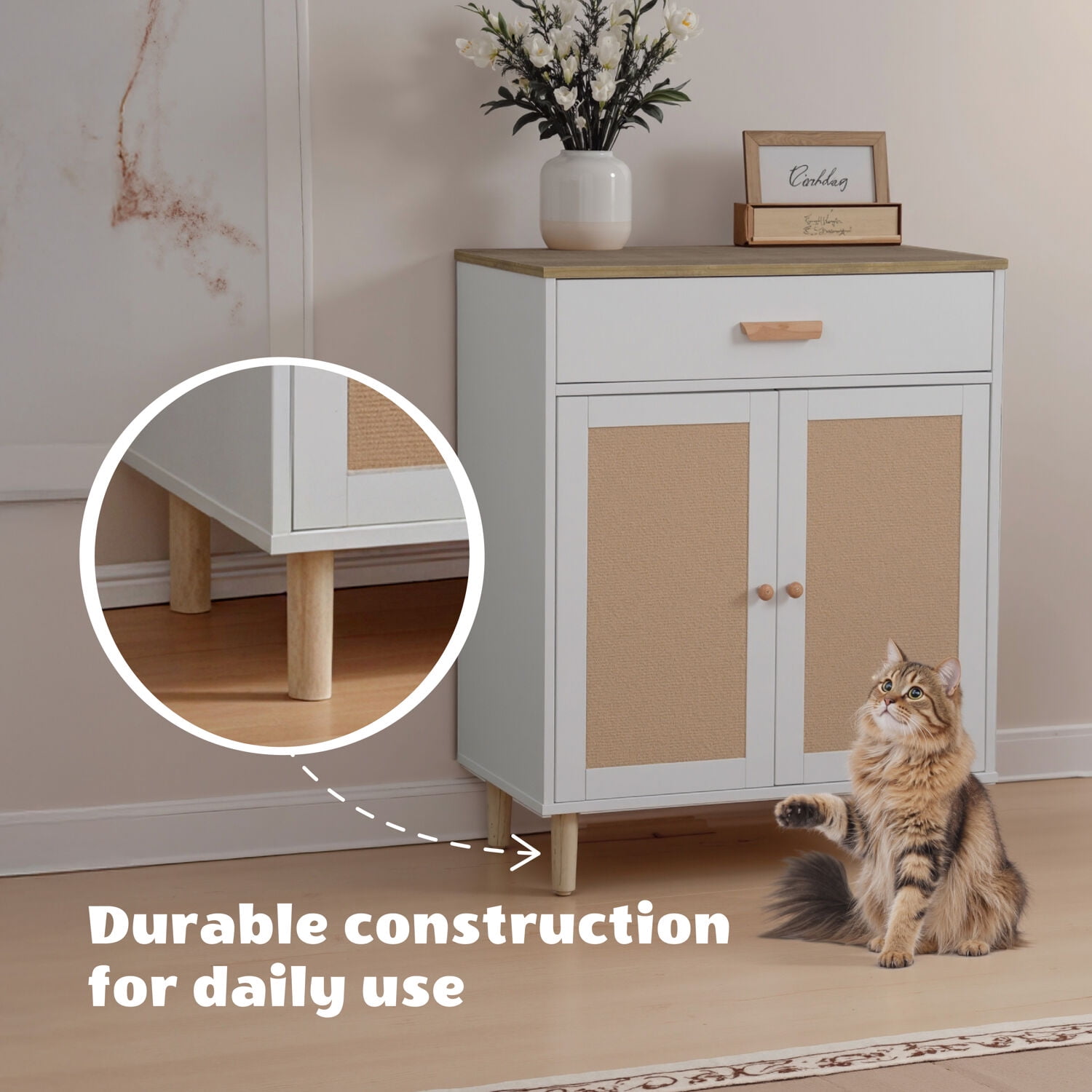 Critter Sitters Litter Box Enclosure Side Table in White