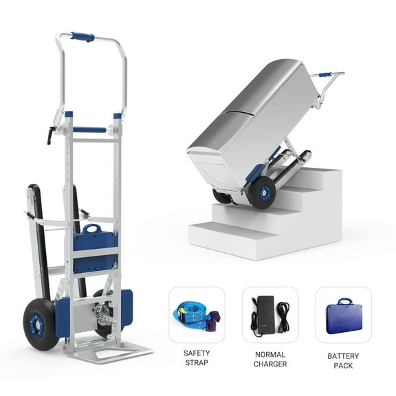 CT150PA Crawler Electric Stair Climber Dolly, 400W Motor Trolley 330 Lb Capacity Stair Climbing Hand Truck Cart Lithium-ion Battery Powered Stair Climbing Hand Truck with Caterpillar Track Drive