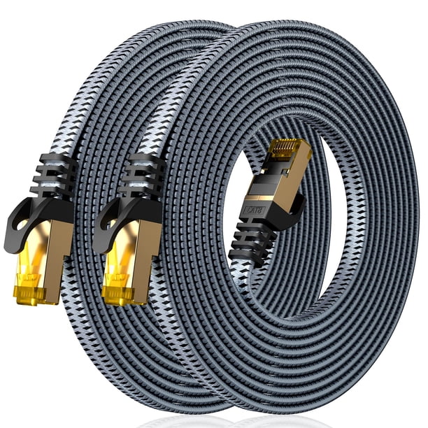 Cable Ethernet ARISKEEN Cat 8, 10 pies, 2 unidades, 40 Gbps, 2000 Mhz, gris