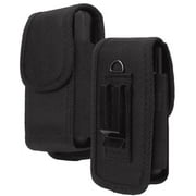 Compatible with GreatCall Lively Flip Phone - Black Oxford Cloth Vertical Belt Loop Waist Case