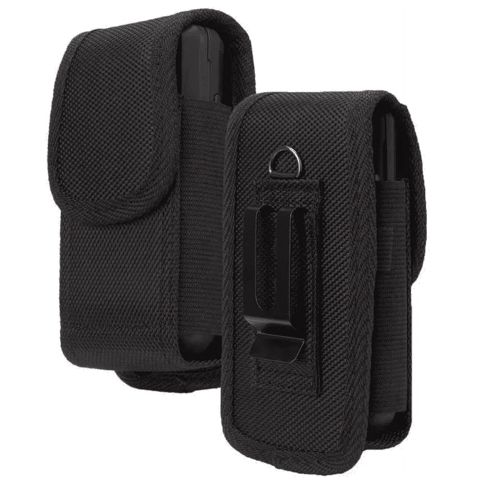 Compatible with GreatCall Lively Flip Phone - Black Oxford Cloth Vertical Belt Loop Waist Case