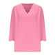 thumbnail image 4 of Talla grande Tops de tallas grandes,Blusa informal con cuello en V para mujer, manga corta, poliéster suave y cómodo, para uso diario, sopatenor, 4 of 9