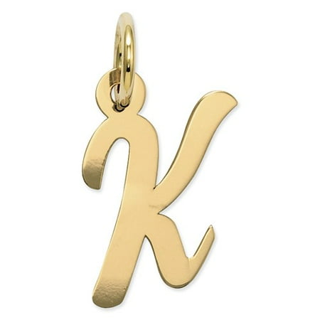 14k Yellow Gold Small Script Initial K Charm (0.7in long x 0.4in wide)