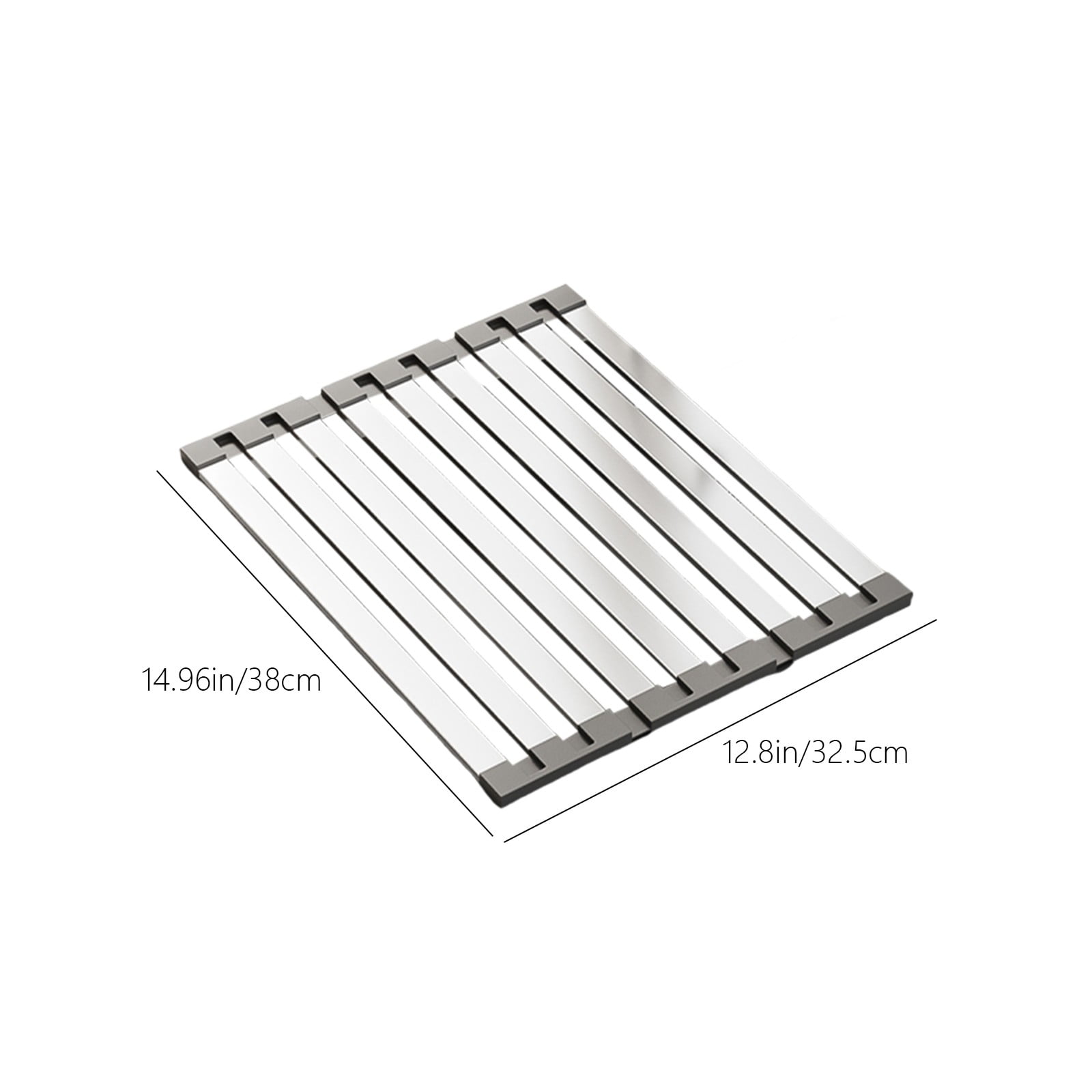 Bxaolu Over The Sink Dish Drying Rack, Roll Up Dish Drying Rack Kitchen Dish Rack Stainless Steel Sink Drying Rack, Foldable Dish Drainer, Silver