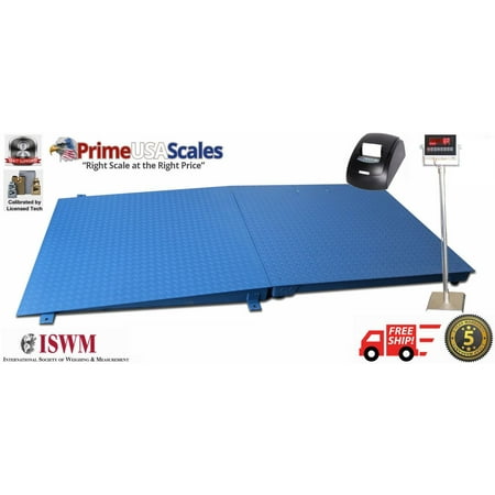 5 Year Warranty 5x7 Floor Scale 60" Ramp Plus Stand & Printer 2,500 lb x .5 lb.