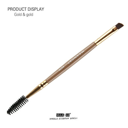 Duo Brow Makeup Brush Wood Handle Double Sided Eyebrow Flat Angled