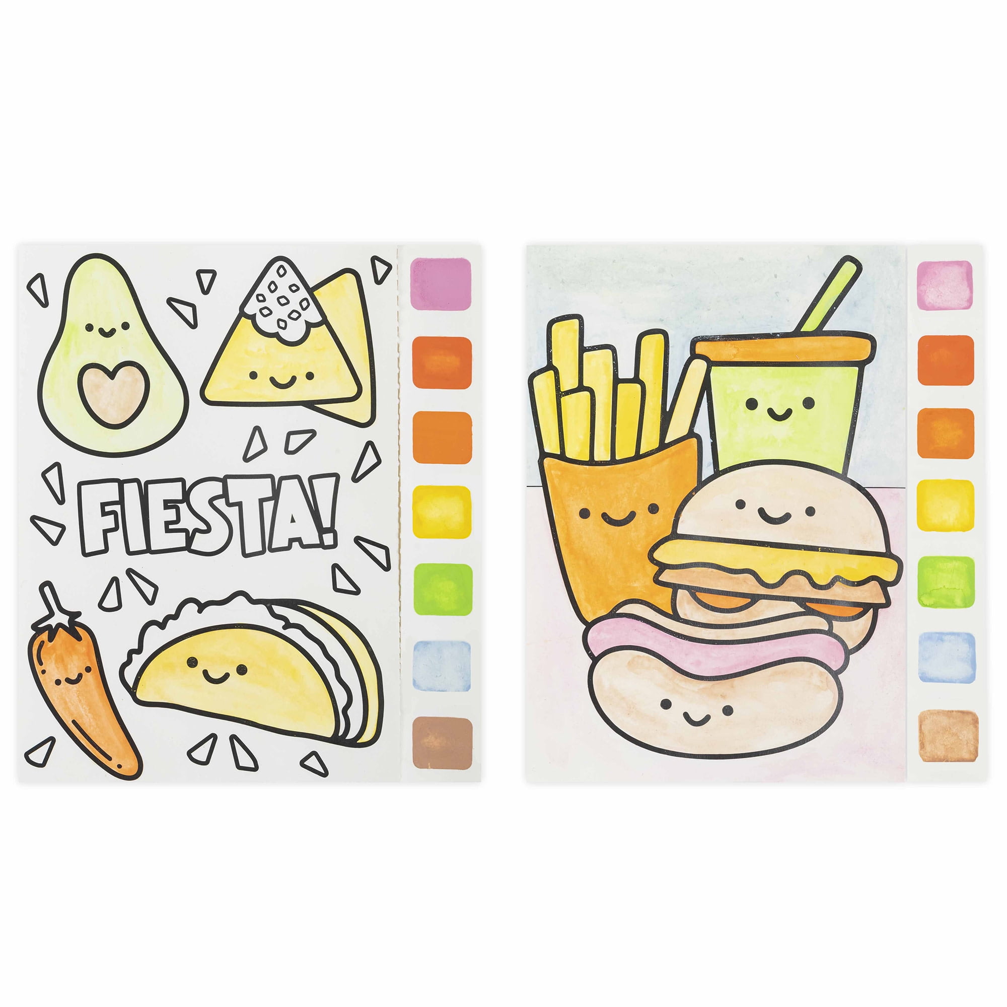 Vivid by Brea Reese: Watercolor Pad Kit - Kawaii Food - 8 Playful Food & Dessert Designs, 4 Blank Sheets, 12 Detachable Paint Palettes, Brush, DIY Art