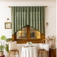 thumbnail image 2 of Sunyuer Dark Green Sheer Valance Curtain for Windows, Rustic Floral Muted Green Window Lace Curtain, Rod Pocket Light Filtering Valance, 1 Panel, 2 of 8