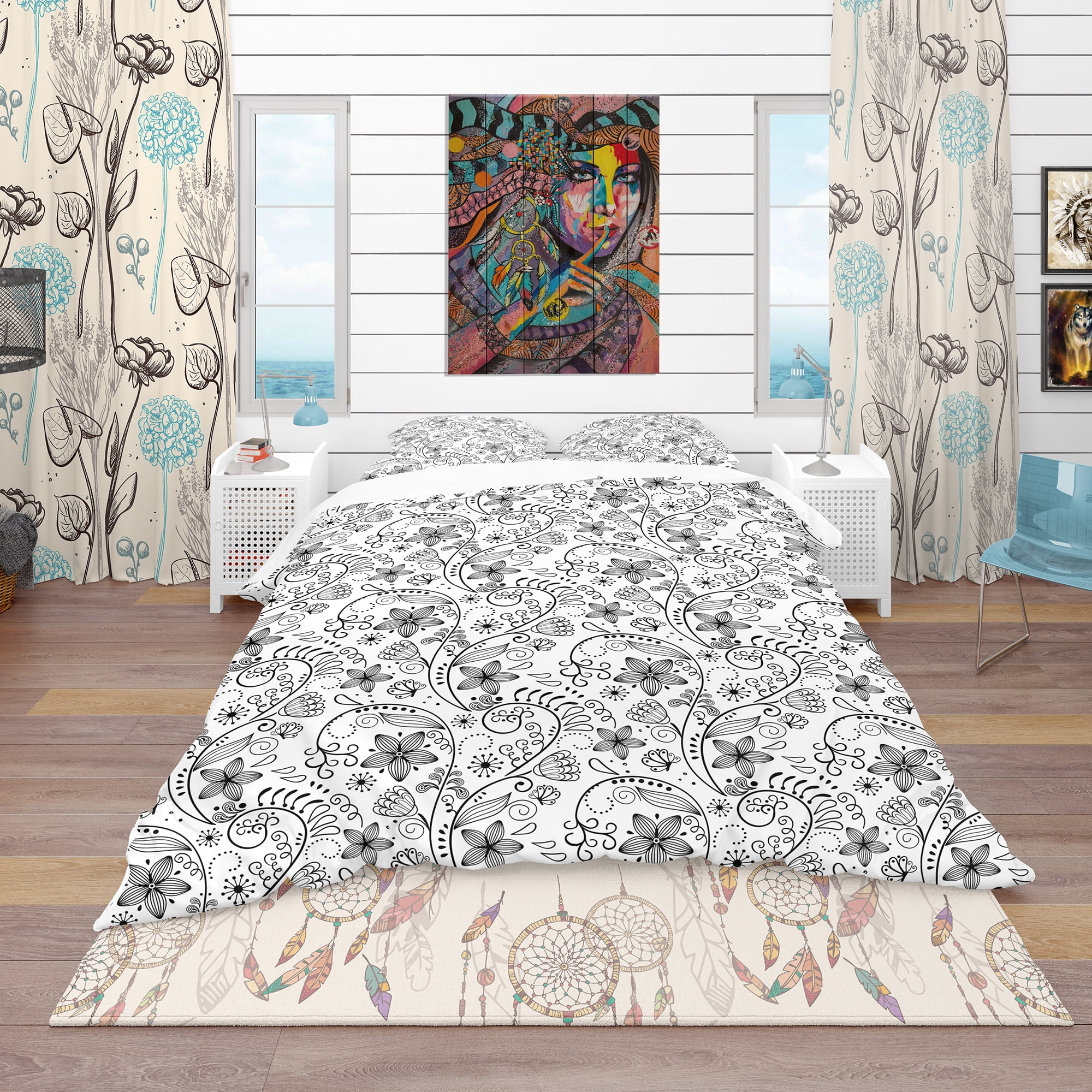 Designart 'Texture in A Flower Design' Bohemian & Eclectic Duvet Cover Set