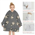 thumbnail image 6 of Cute Pug Puppies Blanket Hoodies for Kids 6-13YR Oversize Wearable Blanket Hoodies for Boys Girls Teens, 6 of 7