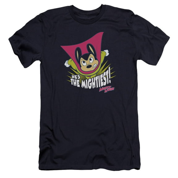 Mighty Mouse The Mightiest Premium Canvas Adult Slim Fit 30/1 T-Shirt Navy