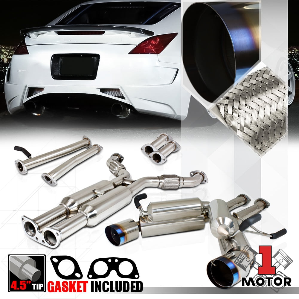 Dual Muffler 4.5" Burnt Tip Catback Exhaust System for 0309 350Z/G35