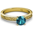 thumbnail image 2 of London Blue Topaz 6.5mm Scroll Solitaire Engagement Ring 1.05 ct in 14K Yellow Gold.size 9.0, 2 of 8