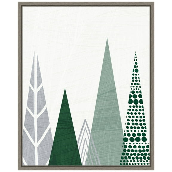 Amanti Art Geometric Forest III Green Gray Framed Canvas Wall Art Print