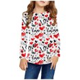 thumbnail image 2 of Spazoro Kids Girls Pullover Shirts Tee, Fashion Round Neck Spring and Summer Valentine's Day Heart Prints Long Sleeve Casual Tops for Child Girls Red Size 4 T, 2 of 8