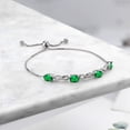 thumbnail image 3 of Gem Stone King 2.42 Ct Oval Green Nano Emerald E-F Lab Grown Diamond 925 Silver Bracelet for Women, 3 of 3